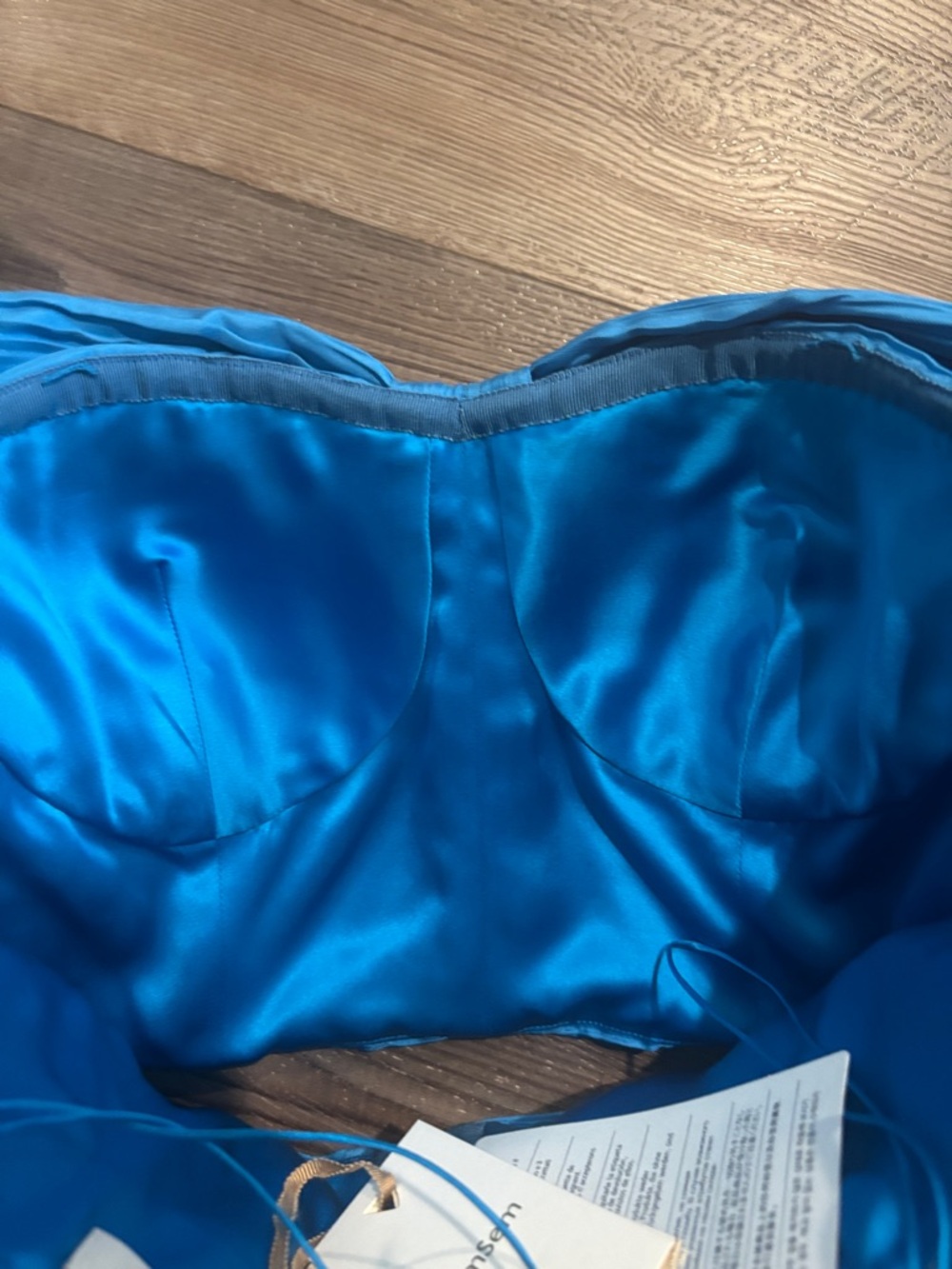 SEMSEM New York OFF-THE-SHOULDER PLISSÉ SILK BUSTIER TOP - Picture 8 of 10